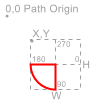 path addarc x y w h 90 90